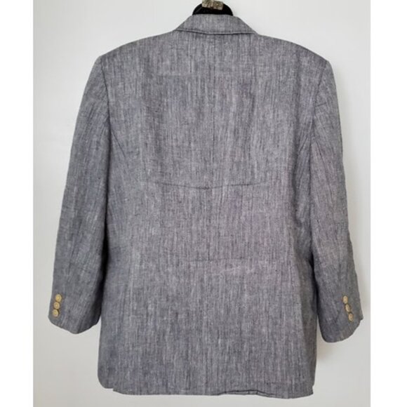 Talbots Irish Linen Blue 3-Button Blazer 3/4 Length Sleeves Pockets Size 14 - Picture 4 of 8
